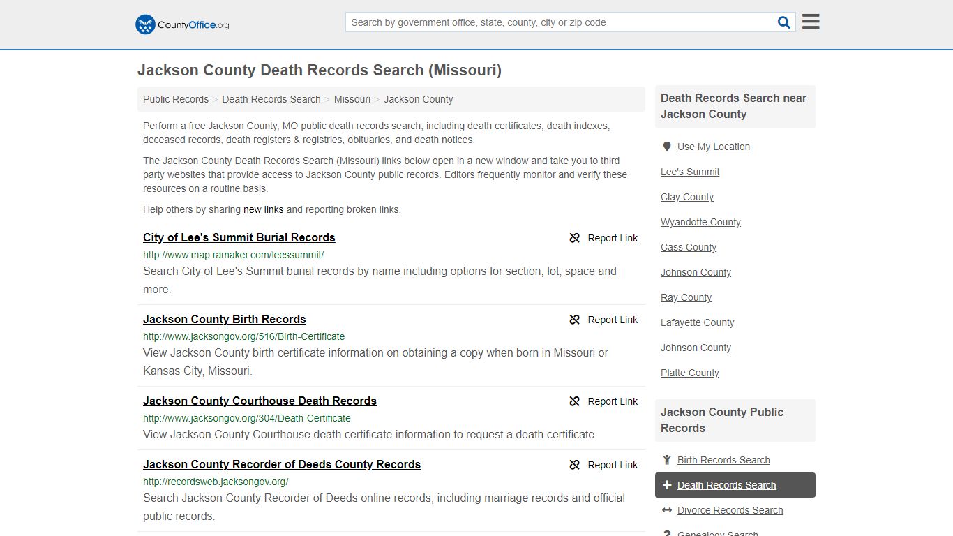 Death Records Search - Jackson County, MO (Death ...